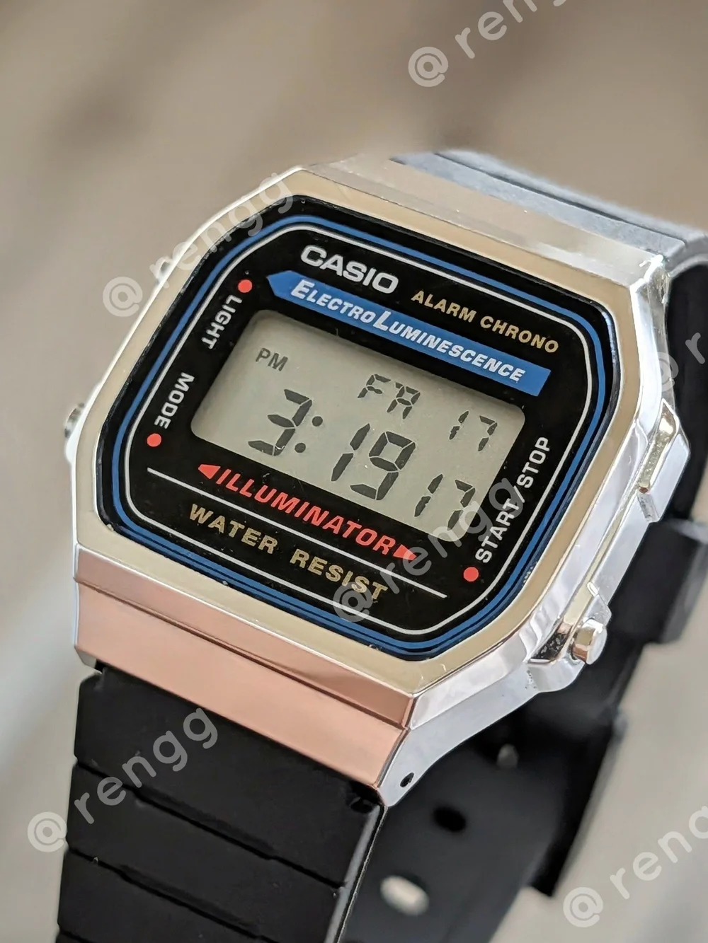 Casio Digital Alarm Chrono Watch - Black & Silver